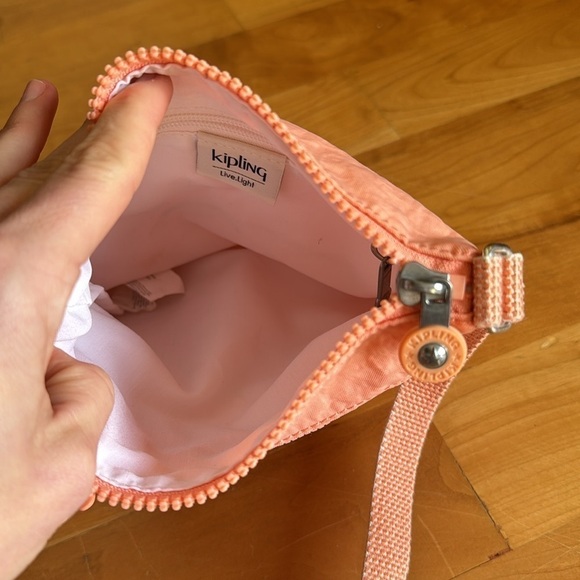 Kipling Keiko Crossbody Peachy Coral mini bag purse peach with keychain charm - Picture 8 of 14